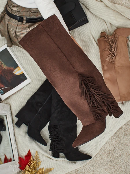 Dámské eko semišové kozačky s vrškem Rimolea