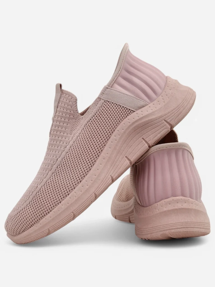 Dámské tenisky Apollo Rosa – růžové boty slip-on z tkaniny na ploché podrážce