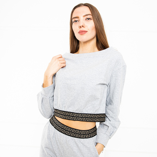 Světle šedá dámská crop top mikina - Oblečení