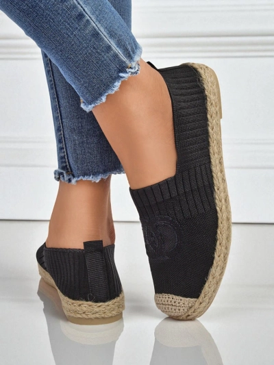 Dámské espadrilky Atena černé – plochý podpatek, ekologická semišová kůže