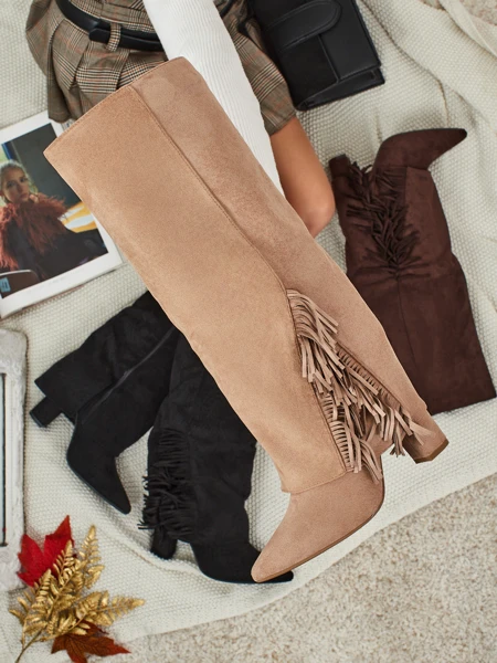 Dámské eko semišové kozačky s vrškem Rimolea