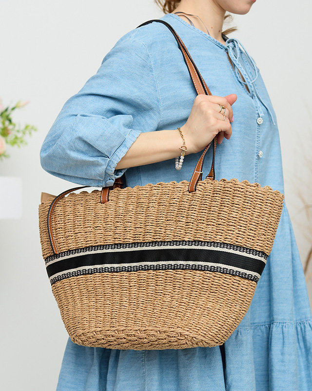Світло-коричнева солом'яна пляжна сумка жіноча - Аксесуари