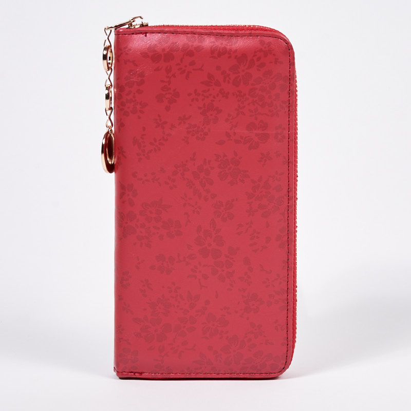 Великий гаманець з матової екошкіри з червоним візерунком - Аксесуари