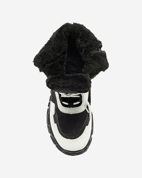 Чорно-білі жіночі утеплені снігоступи Okraja - Взуття