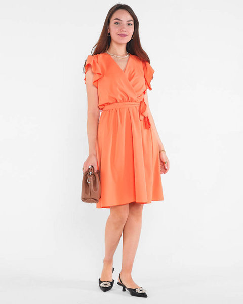 Неонова помаранчева сукня міні з зав'язками