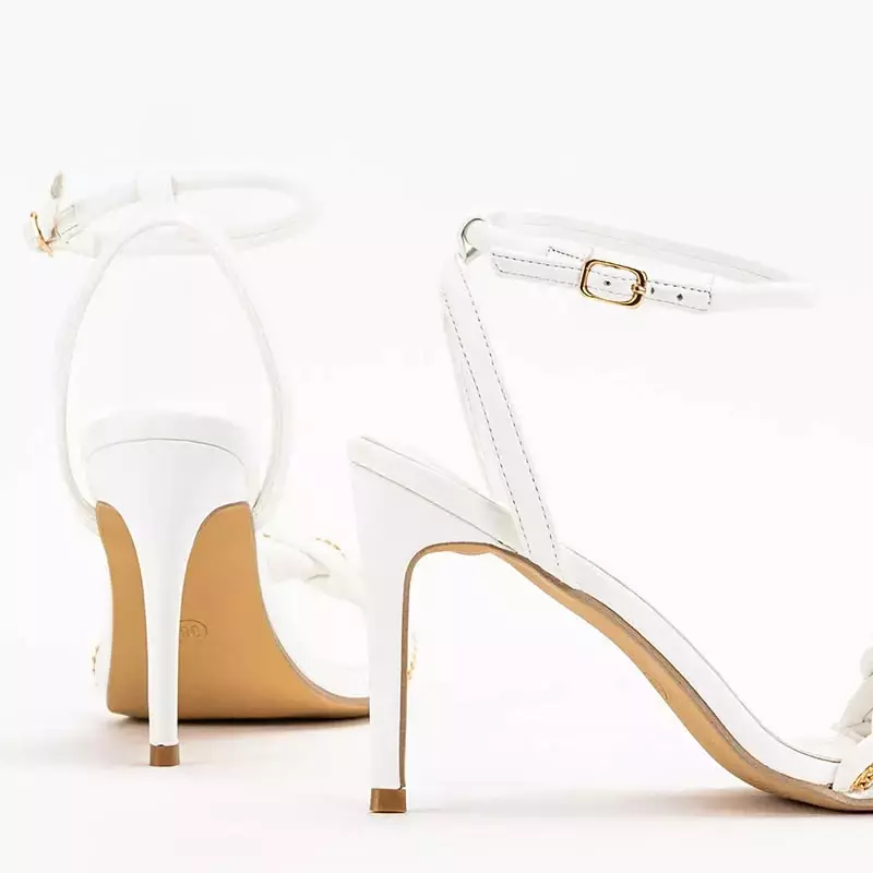 OUTLET Білі жіночі босоніжки на високому каблуці Tenedi - Взуття