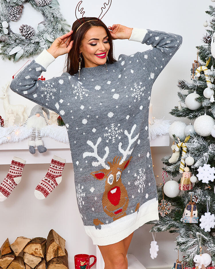 Royalfashion Різдвяний білий светр жіночий з оленями