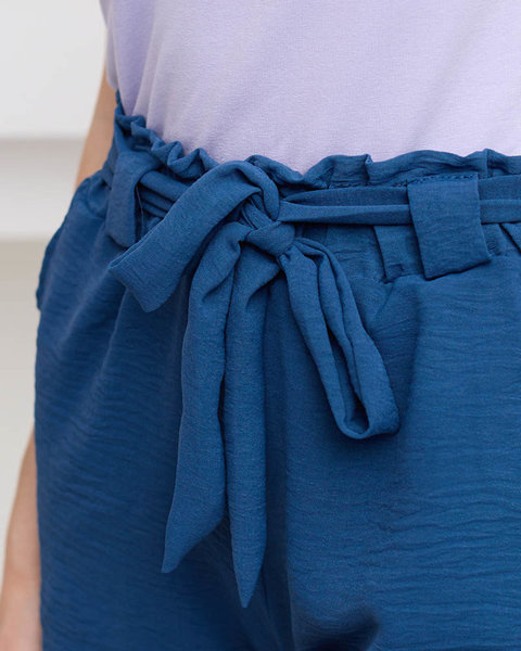Темно-сині жіночі шорти з тканини