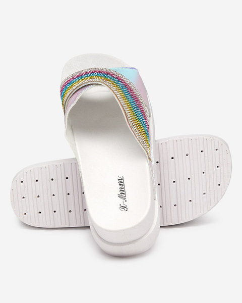 Жіночі білі голографічні тапочки з блискітками Yalay - Взуття